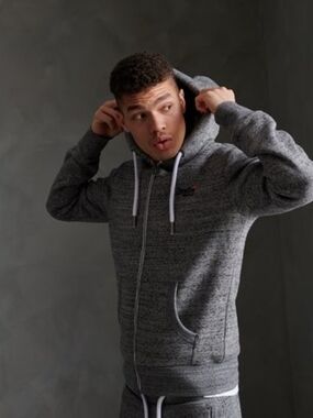 Superdry Men's Dark Gray Full-Zip Sweater Jacket, Size Medium